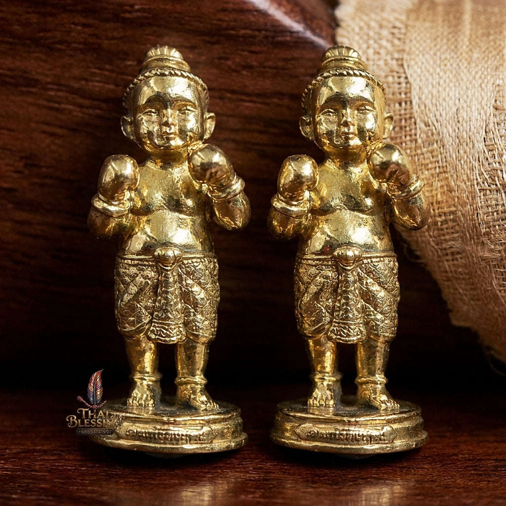 ✨ Kuman Setthi Faet Siam Aum Tukta Nuea Thong Lueang  Twin Millionaire Kuman Thong Holding Dolls - Sacred Brass Wealth, Child Spirit Companionship, & Commercial Prosperity Thai Blessing Co By RURUECHA