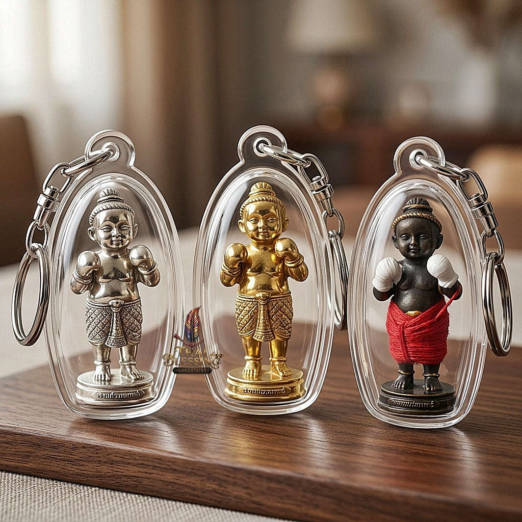 ✨ Kuman Setthi Faet Siam Aum Tukta Nuea Thong Lueang  Twin Millionaire Kuman Thong Holding Dolls - Sacred Brass Wealth, Child Spirit Companionship, & Commercial Prosperity Thai Blessing Co By RURUECHA