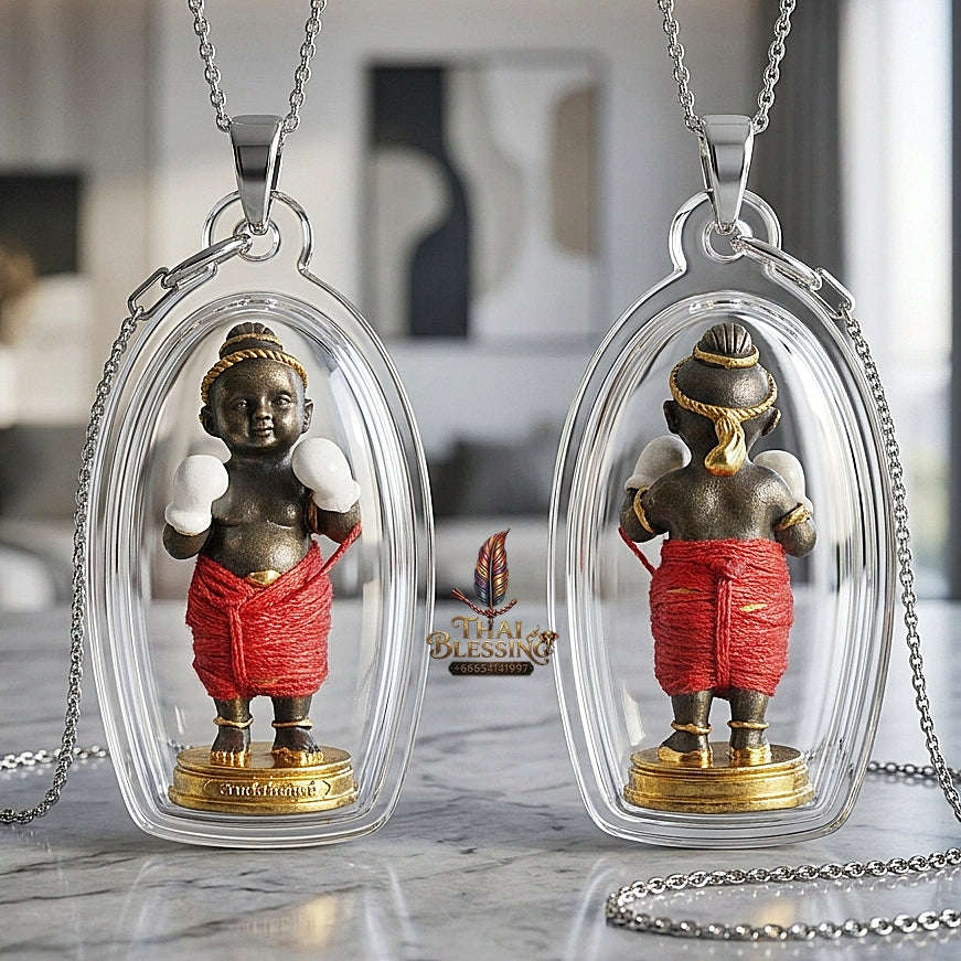 ✨ Kuman Setthi Faet Siam Chok Muai Nuea Khan Long Hin (Master-Grade Siamese Twin Millionaire Boxer Kuman Thong - Bell-Metal Bronze Wealth, Speculative Luck, & Business Triumph