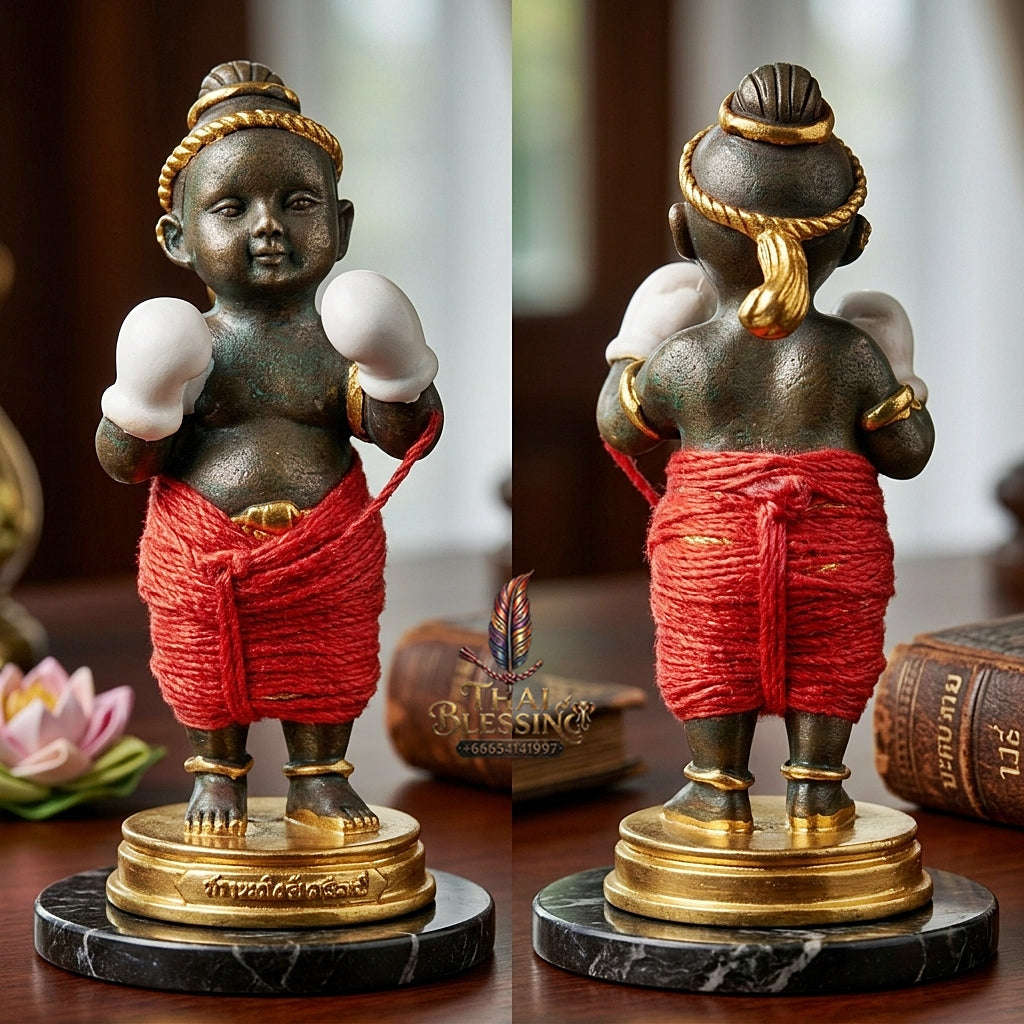 ✨ Kuman Setthi Faet Siam Chok Muai Nuea Khan Long Hin (Master-Grade Siamese Twin Millionaire Boxer Kuman Thong - Bell-Metal Bronze Wealth, Speculative Luck, & Business Triumph