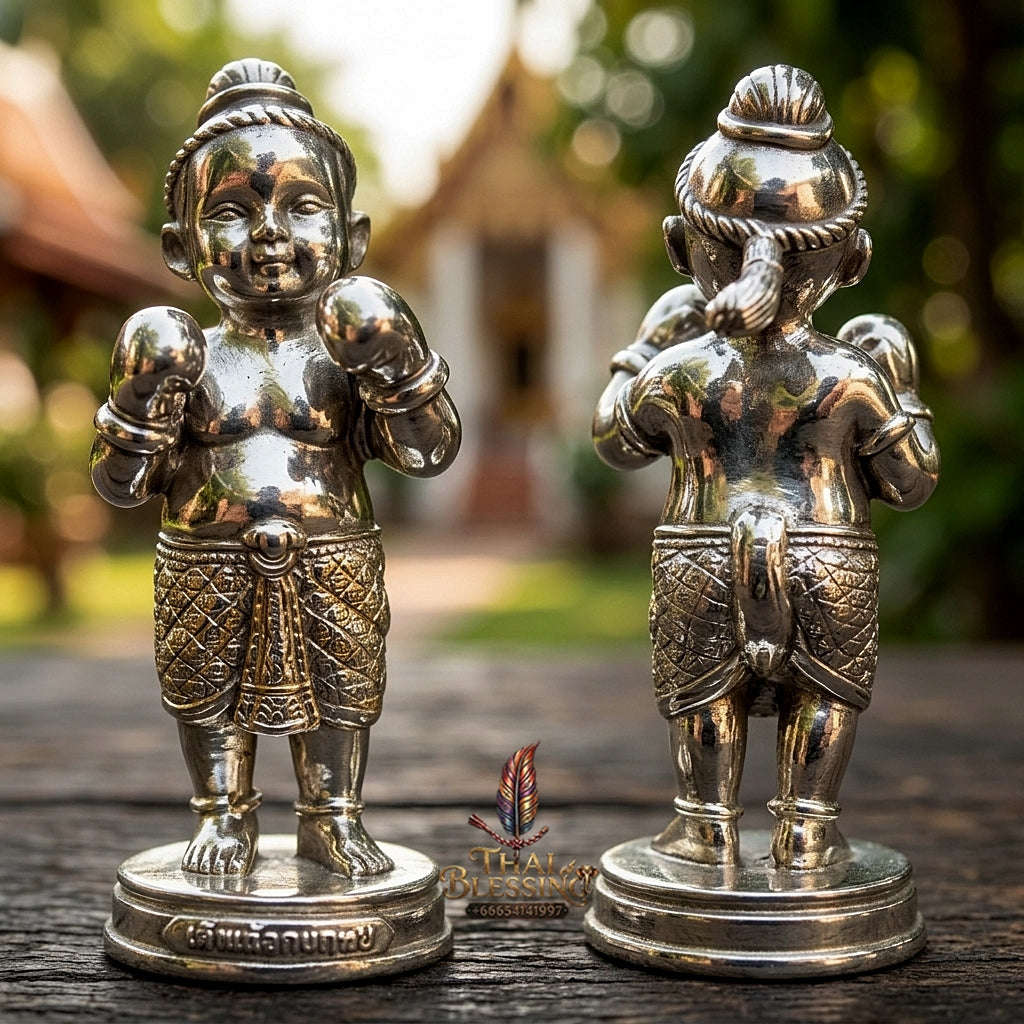 ✨ Kuman Setthi Faet Siam Chok Muai Nuea Thong Khao (Master-Grade Siamese Twin Millionaire Boxer Kuman Thong - White Bronze Wealth, Speculative Luck, & Business Triumph Thai Blessing Co By RURUECHA