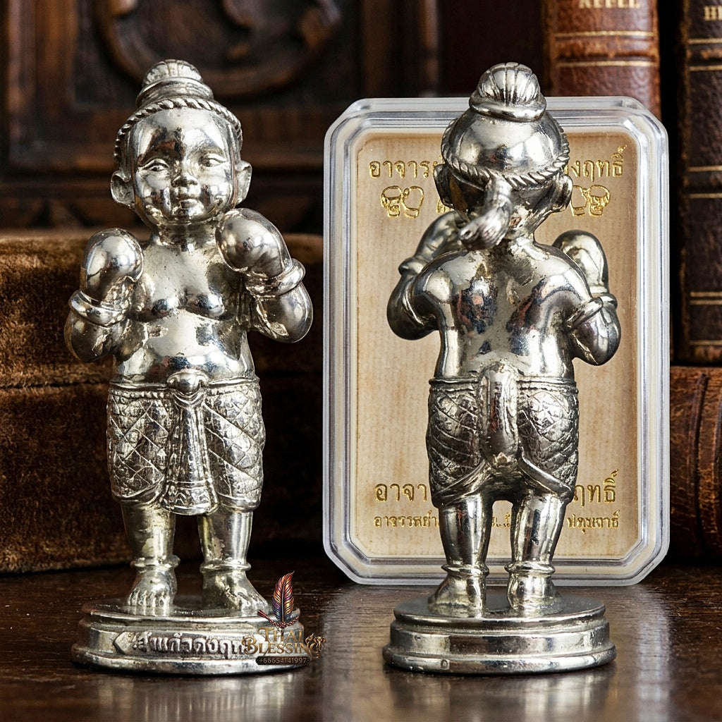 ✨ Kuman Setthi Faet Siam Chok Muai Nuea Thong Khao (Master-Grade Siamese Twin Millionaire Boxer Kuman Thong - White Bronze Wealth, Speculative Luck, & Business Triumph Thai Blessing Co By RURUECHA