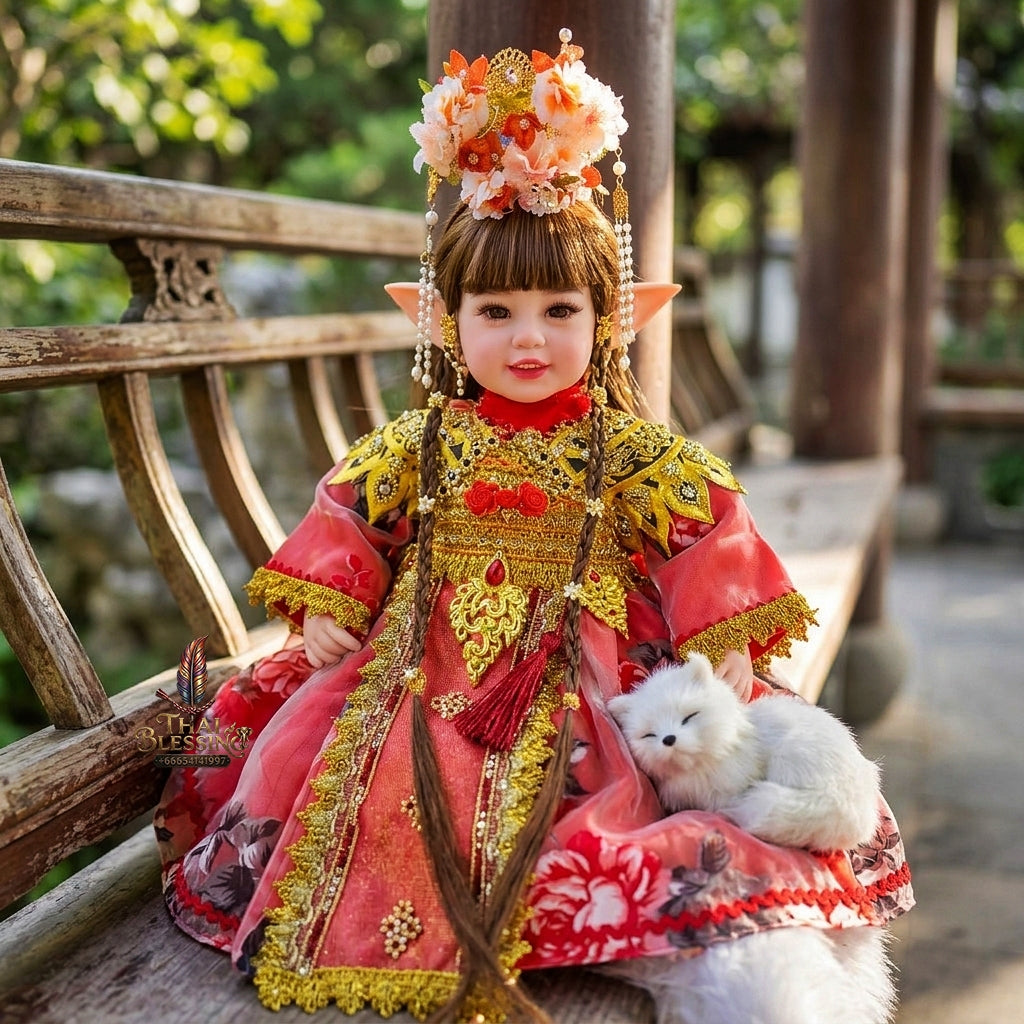 Authentic Thai 22-Inch Handmade Fantasy Kumaree Look Thep Spirit Child Doll - for Extreme Metta Charm, Business Wealth & Luck