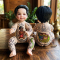 Authentic Thai Large 22-Inch Kuman Thong Look Thep Spirit Child Doll - Hand-Inscribed Colored Full-Body Sacred Yantra Edition with Ancient Kuman & Treasure Chest Yantras for Extreme Business Wealth, Career Success & Prosperity