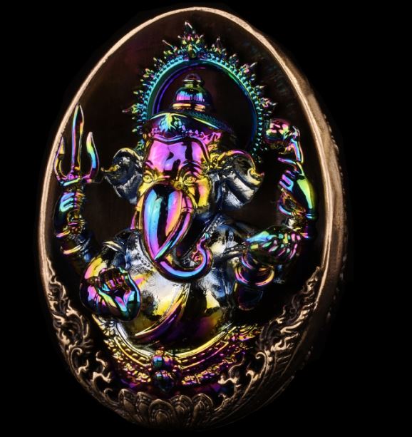 Authentic Thai Ganesh Lucky Charm - Colorful Kumpati Edition for Prosperity and Good Fortune
