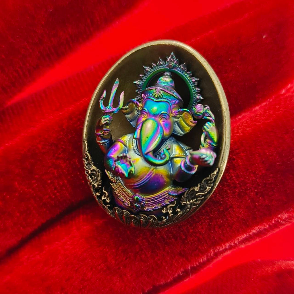 Authentic Thai Ganesh Lucky Charm - Colorful Kumpati Edition for Prosperity and Good Fortune