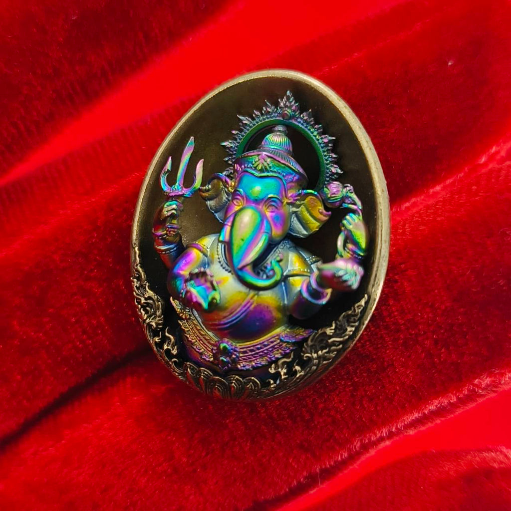 Authentic Thai Ganesh Lucky Charm - Colorful Kumpati Edition for Prosperity and Good Fortune