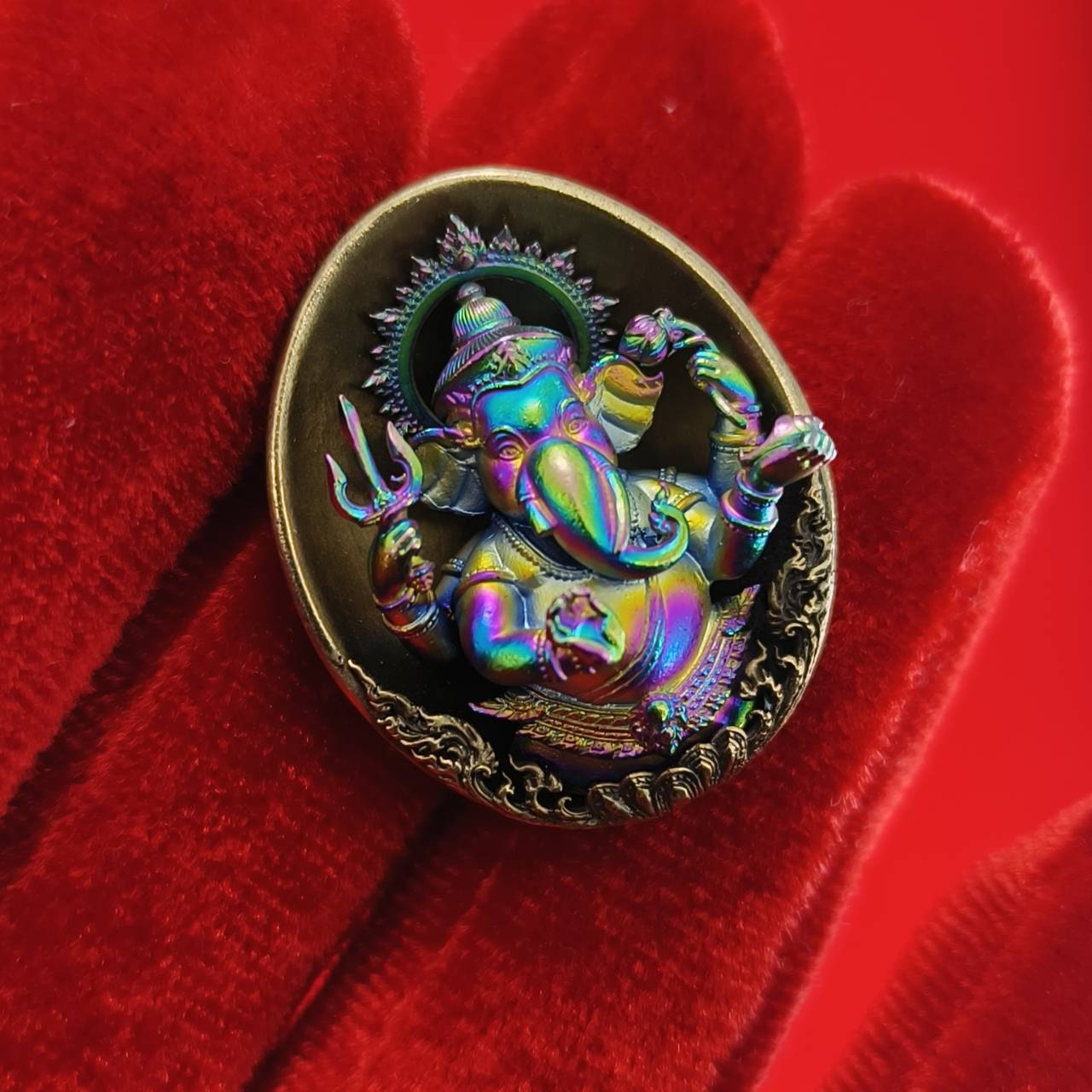 Authentic Thai Ganesh Lucky Charm - Colorful Kumpati Edition for Prosperity and Good Fortune