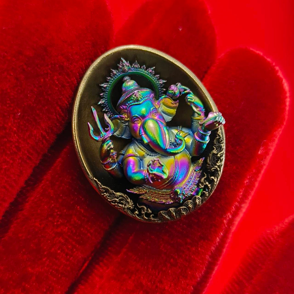 Authentic Thai Ganesh Lucky Charm - Colorful Kumpati Edition for Prosperity and Good Fortune