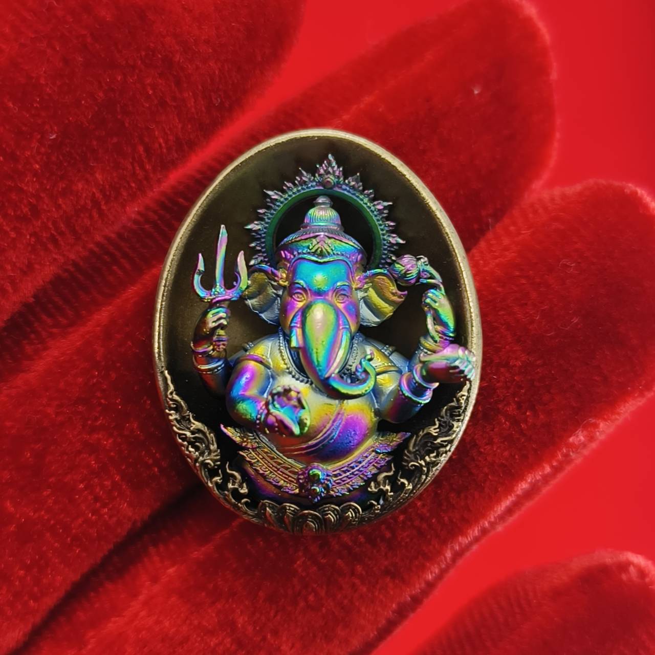 Authentic Thai Ganesh Lucky Charm - Colorful Kumpati Edition for Prosperity and Good Fortune