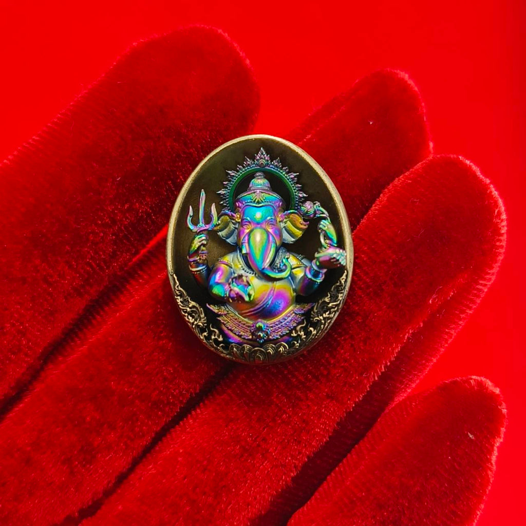 Authentic Thai Ganesh Lucky Charm - Colorful Kumpati Edition for Prosperity and Good Fortune