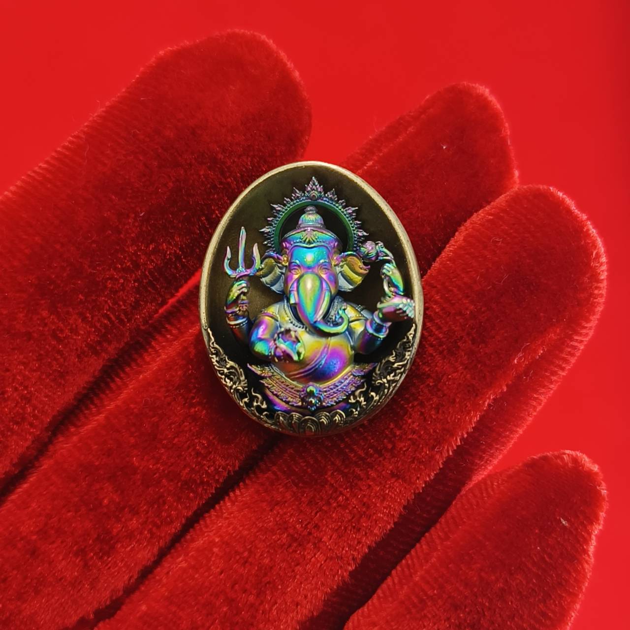 Authentic Thai Ganesh Lucky Charm - Colorful Kumpati Edition for Prosperity and Good Fortune