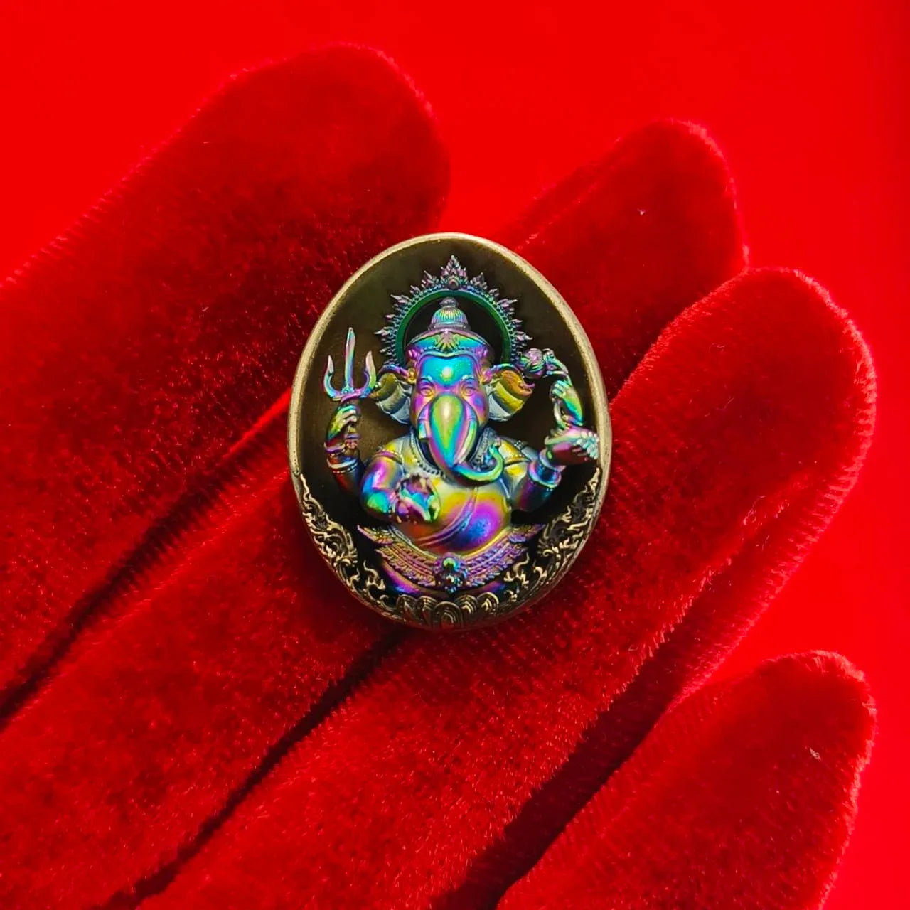 Authentic Thai Ganesh Lucky Charm - Colorful Kumpati Edition for Prosperity and Good Fortune