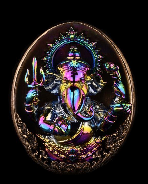 Authentic Thai Ganesh Lucky Charm - Colorful Kumpati Edition for Prosperity and Good Fortune