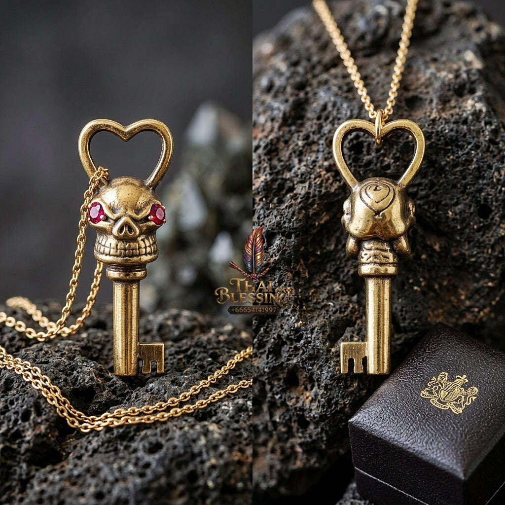 Kunchae Phrai Sane Thai Amulet Protection talisman good luck charm spiritual jewelry Sacred Key of Charm Phrai Charm Key Copper-Rich Sacred Metal Alloy Matrix Thai Blessing Co By RURUECHA