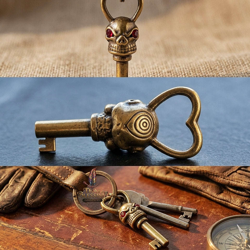 Kunchae Phrai Sane Thai Amulet Protection talisman good luck charm spiritual jewelry Sacred Key of Charm Phrai Charm Key Copper-Rich Sacred Metal Alloy Matrix Thai Blessing Co By RURUECHA