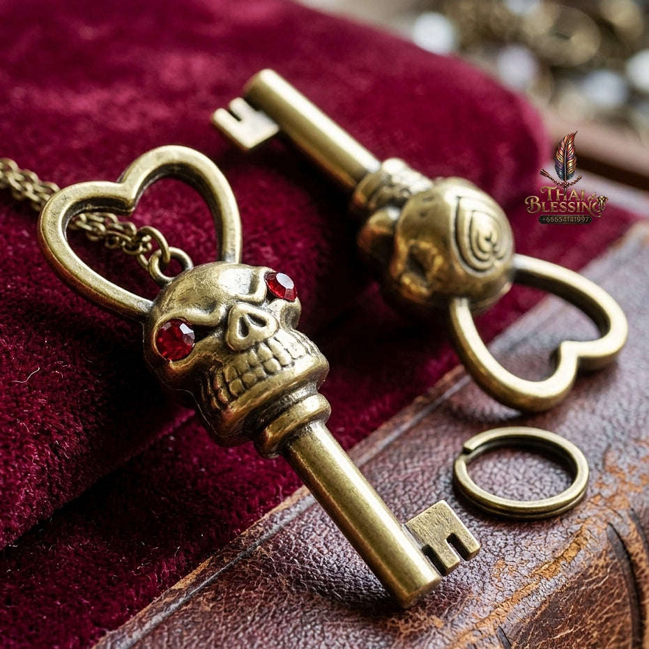 Kunchae Phrai Sane Thai Amulet Protection talisman good luck charm spiritual jewelry Sacred Key of Charm Phrai Charm Key Copper-Rich Sacred Metal Alloy Matrix Thai Blessing Co By RURUECHA