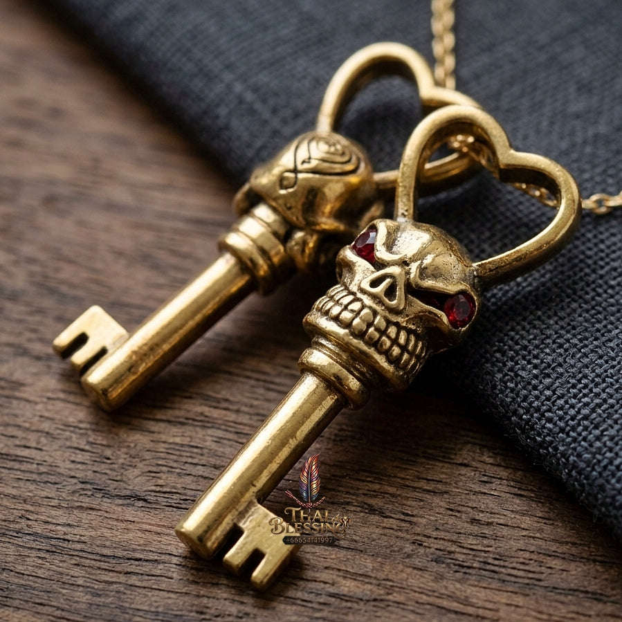 Kunchae Phrai Sane Thai Amulet Protection talisman good luck charm spiritual jewelry Sacred Key of Charm Phrai Charm Key Silver-Rich Sacred Metal Alloy Matrix Thai Blessing Co By RURUECHA