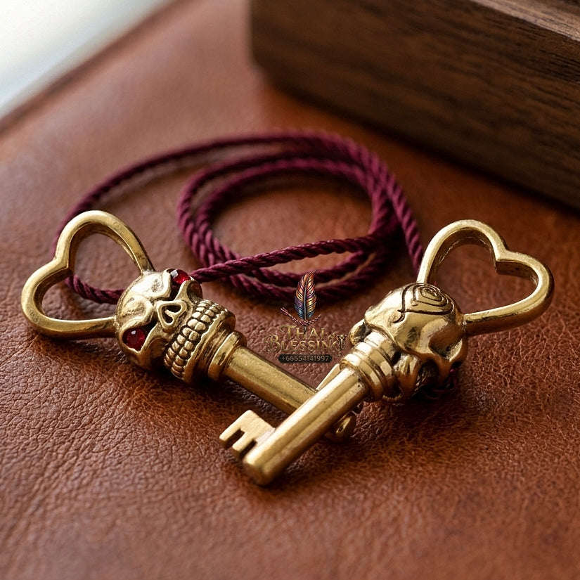 Kunchae Phrai Sane Thai Amulet Protection talisman good luck charm spiritual jewelry Sacred Key of Charm Phrai Charm Key Silver-Rich Sacred Metal Alloy Matrix Thai Blessing Co By RURUECHA