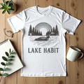 Lake Habit Loon Shirt, Vintage Lake Life Tee, Nature Illustration T-Shirt, Cabin Cottage Camping Fishing Canoe Kayak Gift White
