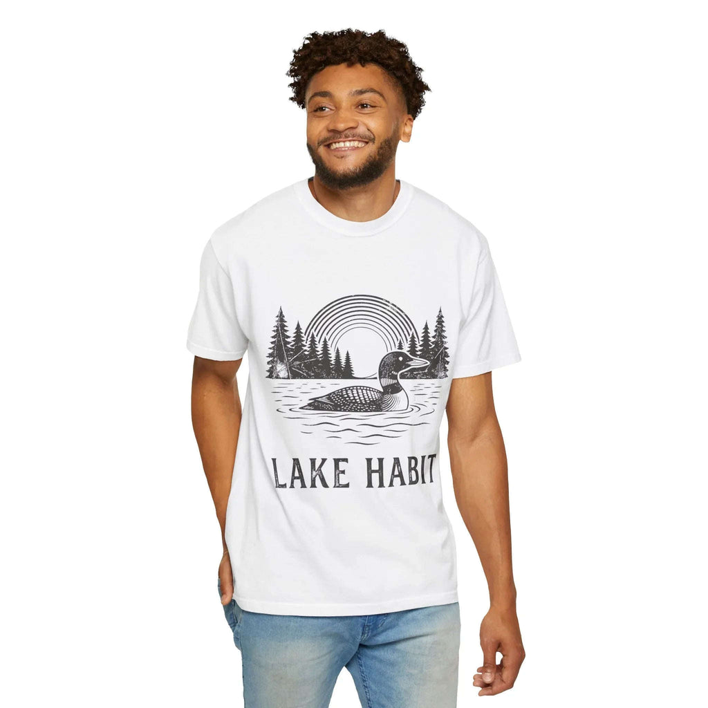 Lake Habit Loon Shirt, Vintage Lake Life Tee, Nature Illustration T-Shirt, Cabin Cottage Camping Fishing Canoe Kayak Gift