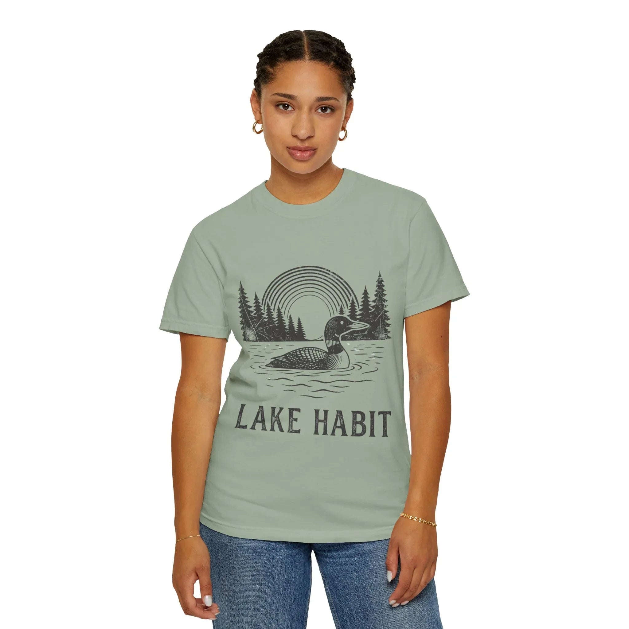 Lake Habit Loon Shirt, Vintage Lake Life Tee, Nature Illustration T-Shirt, Cabin Cottage Camping Fishing Canoe Kayak Gift