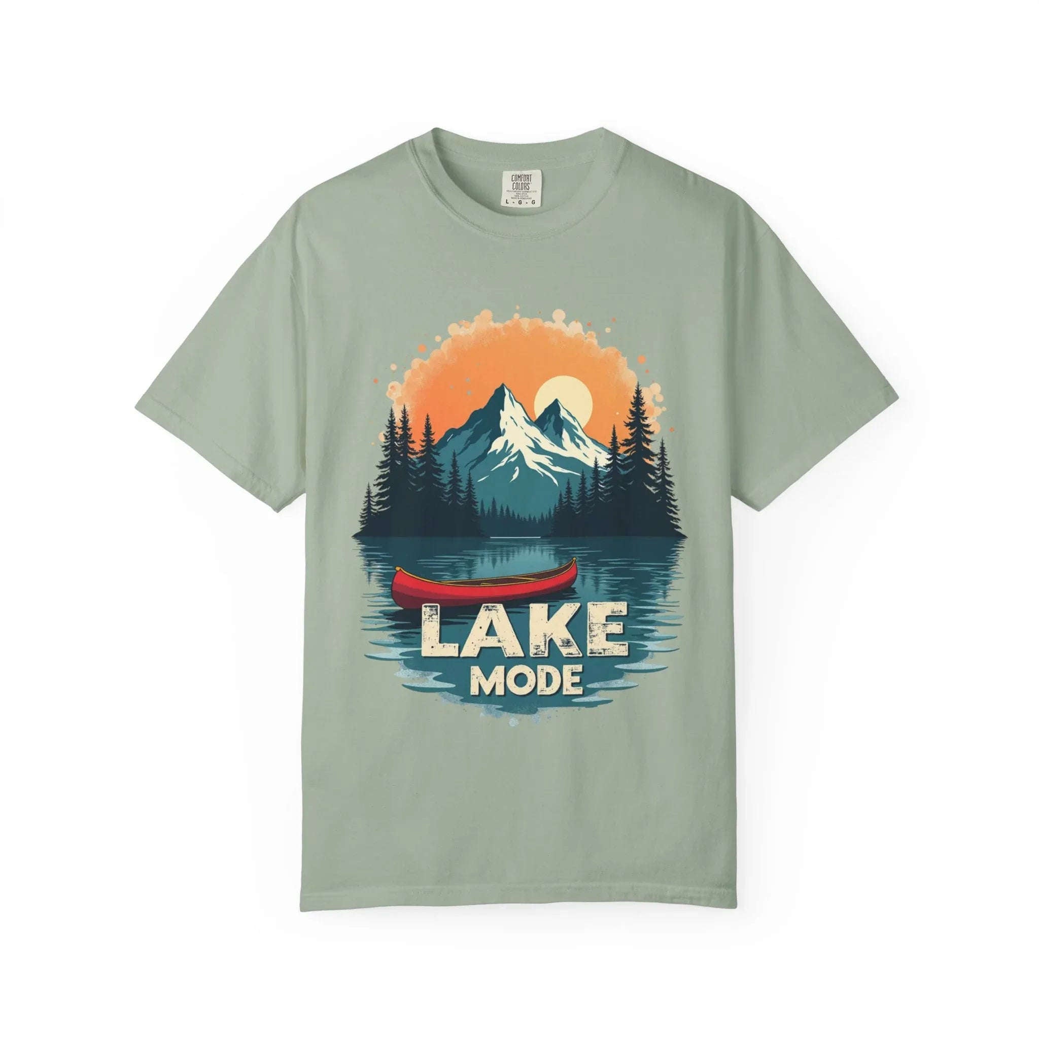 Lake Mode Canoe Shirt, Vintage Mountain Lake Tee, Outdoors Camping Nature Graphic T-Shirt, Cabin Paddling Gift, Kayak Canoeing Bay