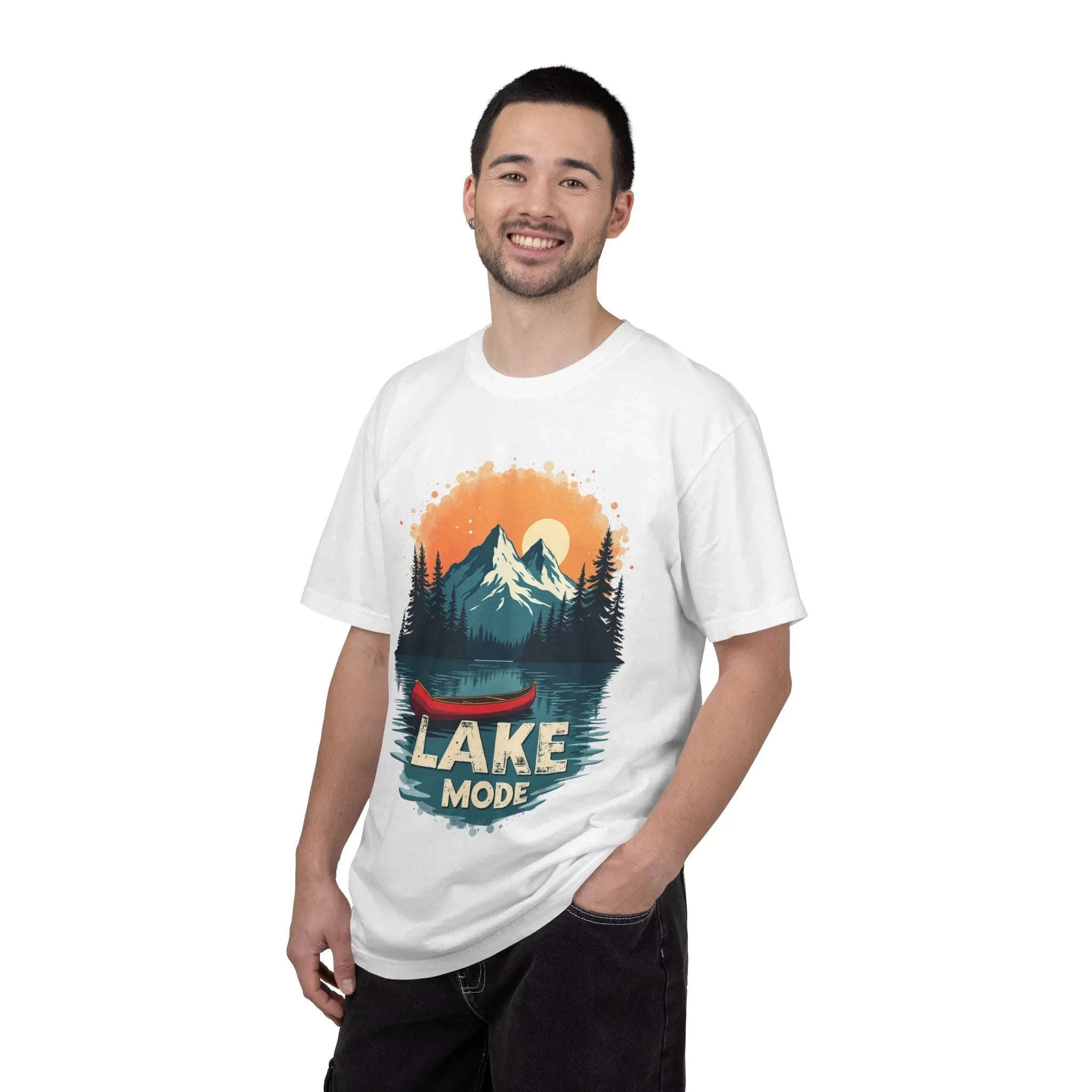 Lake Mode Canoe Shirt, Vintage Mountain Lake Tee, Outdoors Camping Nature Graphic T-Shirt, Cabin Paddling Gift, Kayak Canoeing