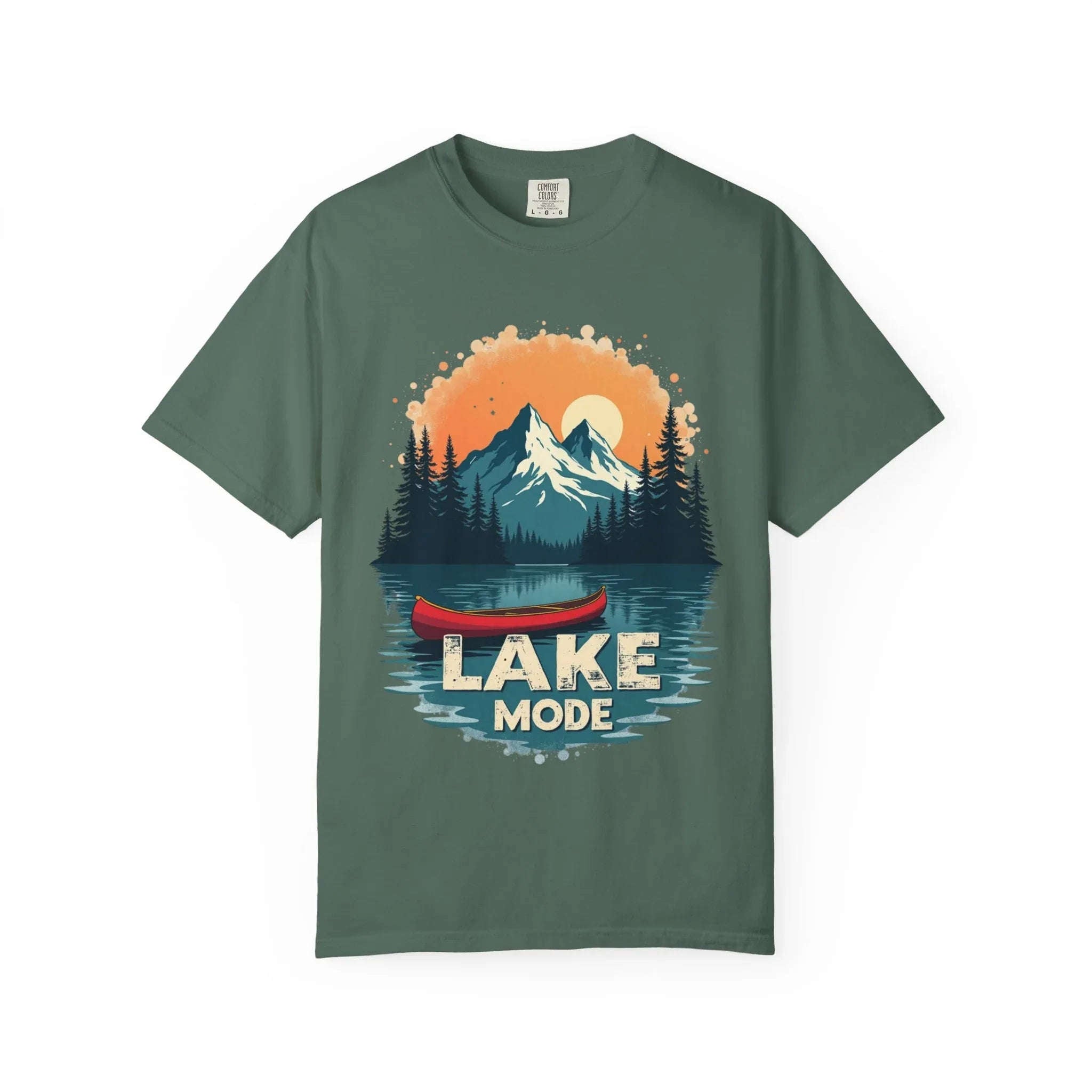 Lake Mode Canoe Shirt, Vintage Mountain Lake Tee, Outdoors Camping Nature Graphic T-Shirt, Cabin Paddling Gift, Kayak Canoeing Blue Spruce