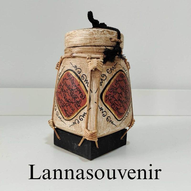 Lanna bamboo blessing box with traditional Thai designs for home and spiritual use