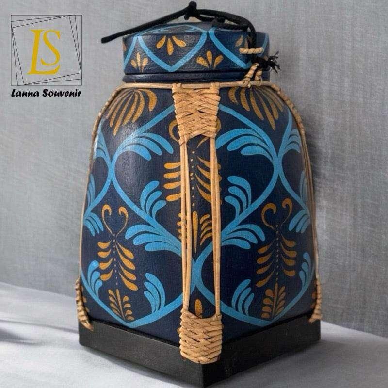 Lanna Bamboo Storage Box with Elephant Design in Elegant Bamboo Craftsmanship E2