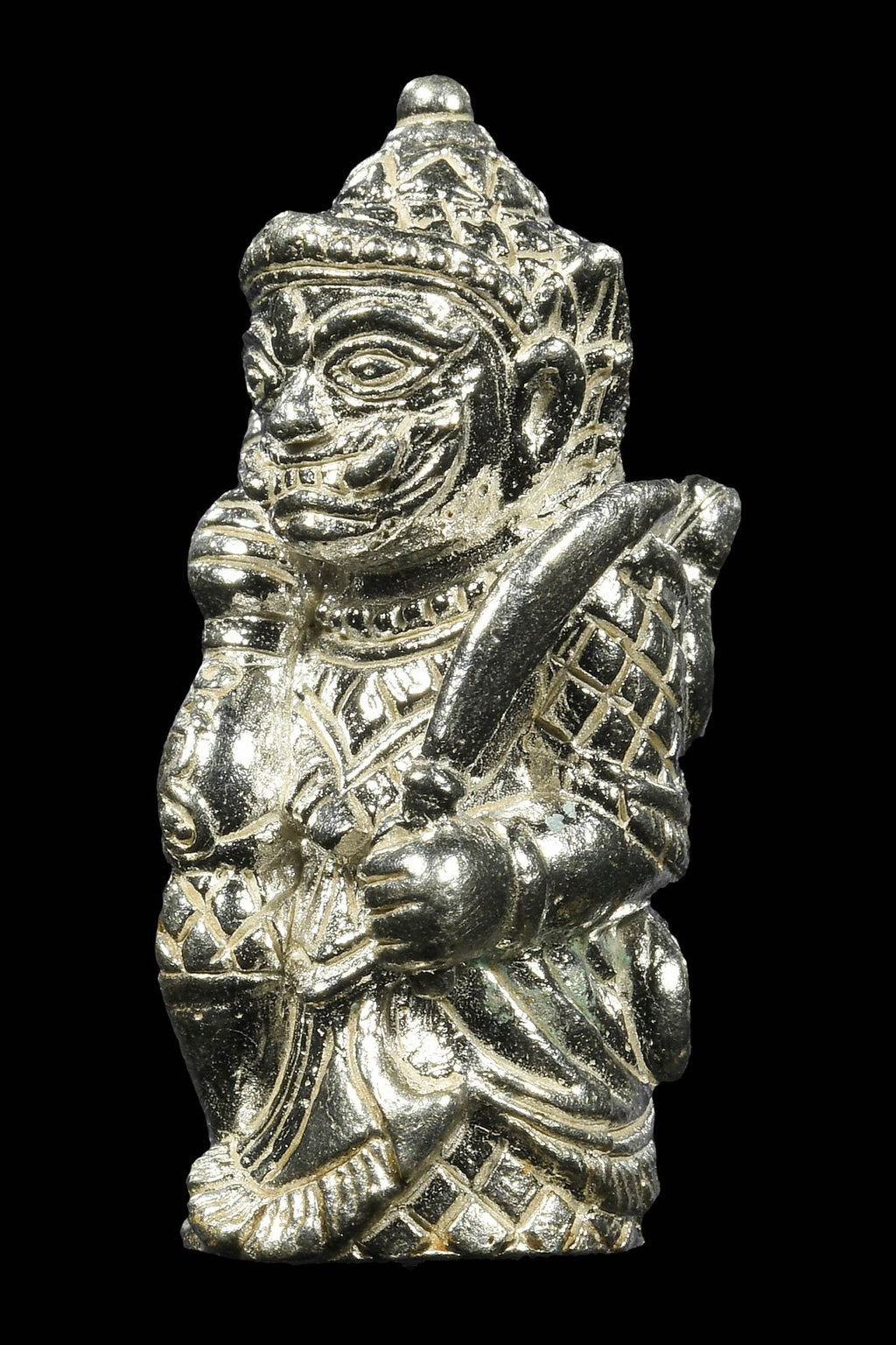 Lanna guardian wealth protection charm statue in a detailed silver finish, ideal for home decor and spiritual practices