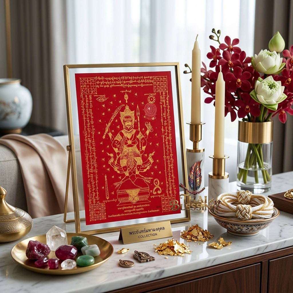 ✨🦁 Lanna Sacred Phraya Purisad Yantra Cloth - Ancient Spiritual Protection Scroll, Ultimate Negative Energy Shield, Authority & Wealth Aura Booster, Authentic Thai Temple Talisman