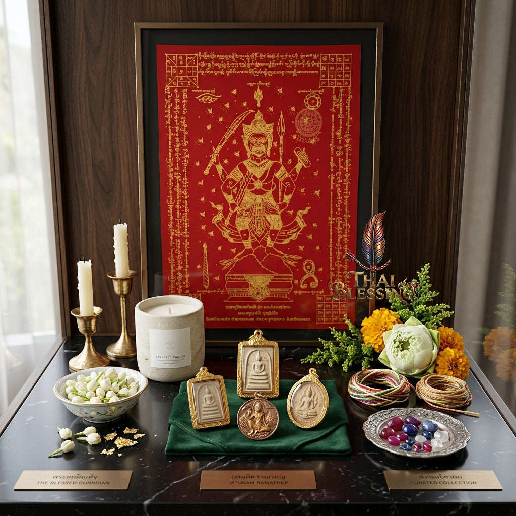✨🦁 Lanna Sacred Phraya Purisad Yantra Cloth - Ancient Spiritual Protection Scroll, Ultimate Negative Energy Shield, Authority & Wealth Aura Booster, Authentic Thai Temple Talisman