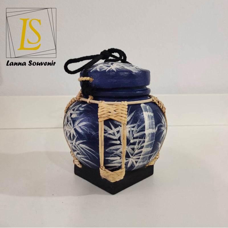 Handmade Bamboo Rice Box - Unique Authentic Thai Souvenir Jar 5