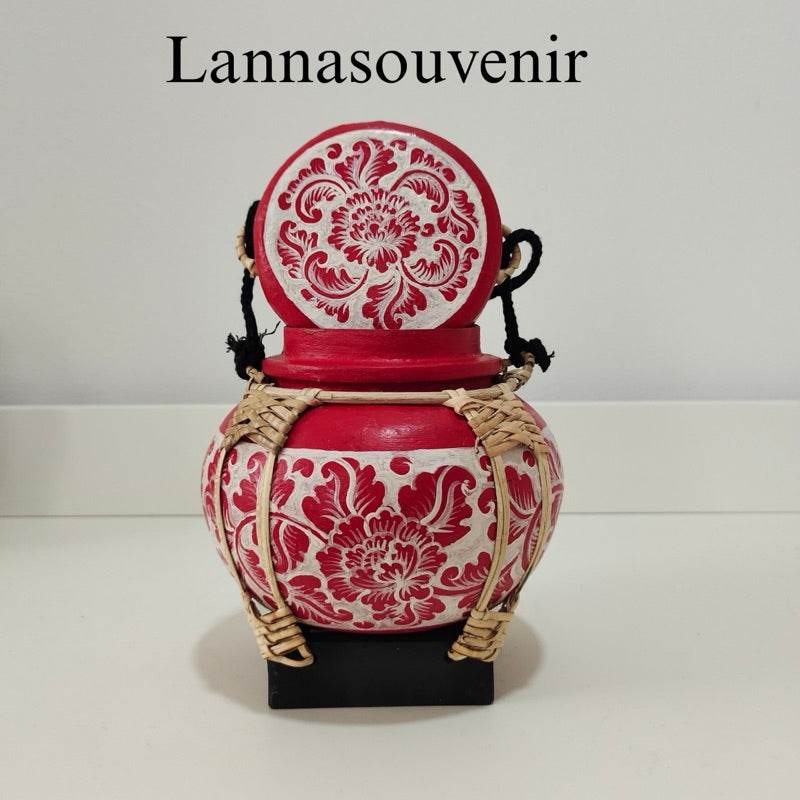Handmade Bamboo Rice Box - Unique Authentic Thai Souvenir Jar1