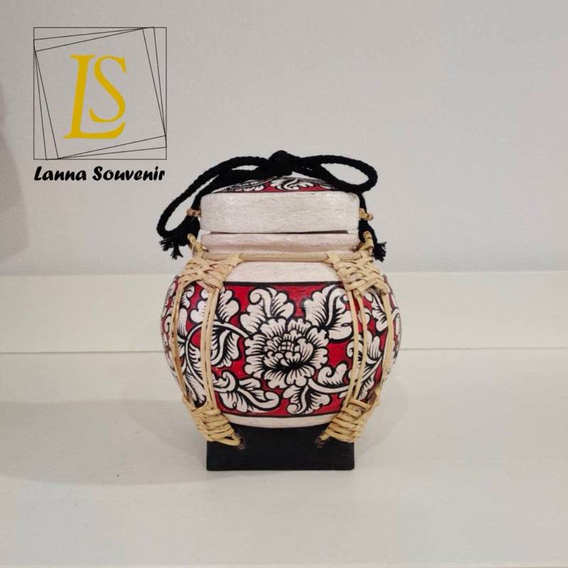 Handmade Bamboo Rice Box - Unique Authentic Thai Souvenir