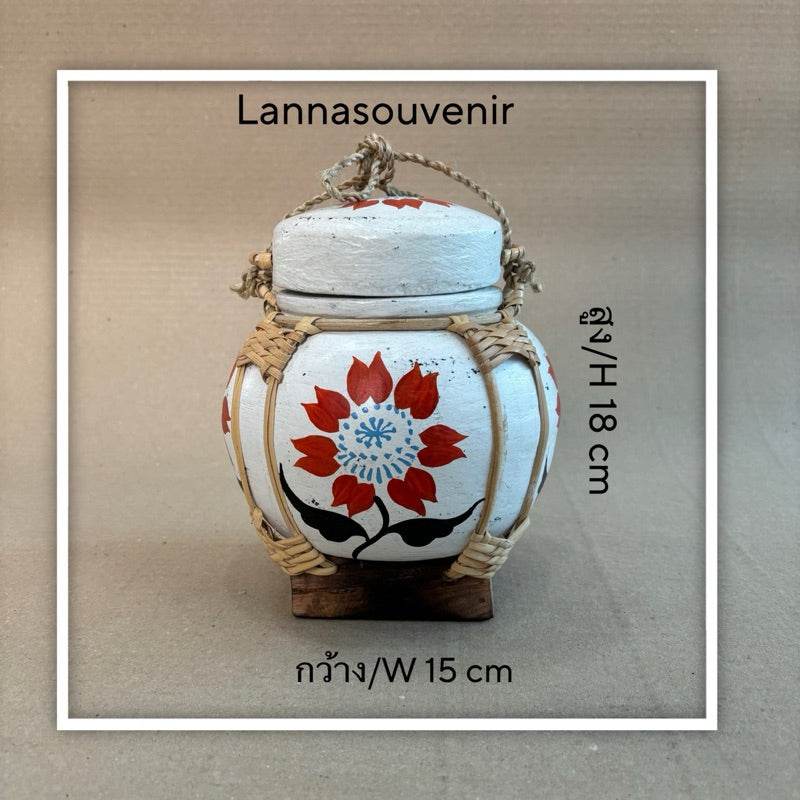 Handmade Bamboo Rice Box - Unique Authentic Thai Souvenir