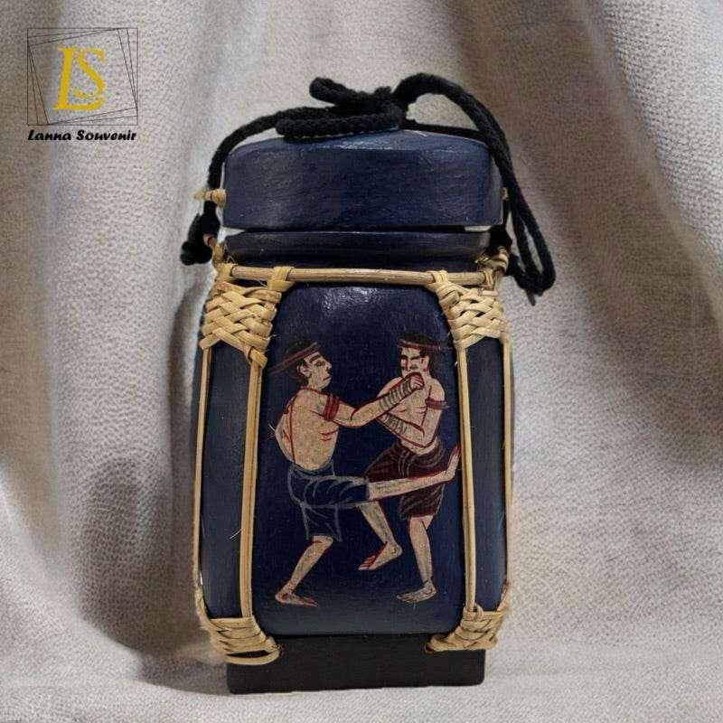 Handmade Thai Decorative Jar for Unique Traditional Home Decor Blue 4
