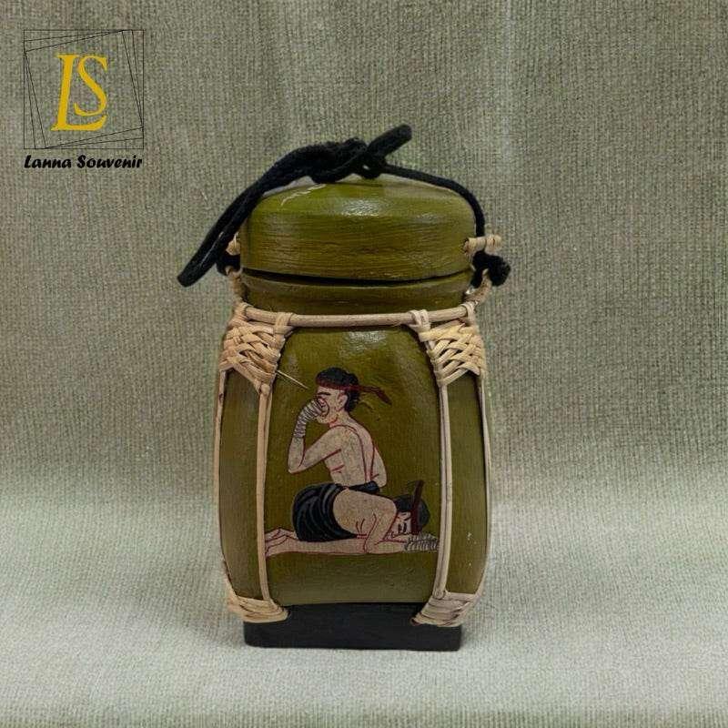 Handmade Thai Decorative Jar for Unique Traditional Home Decor Olive green 5