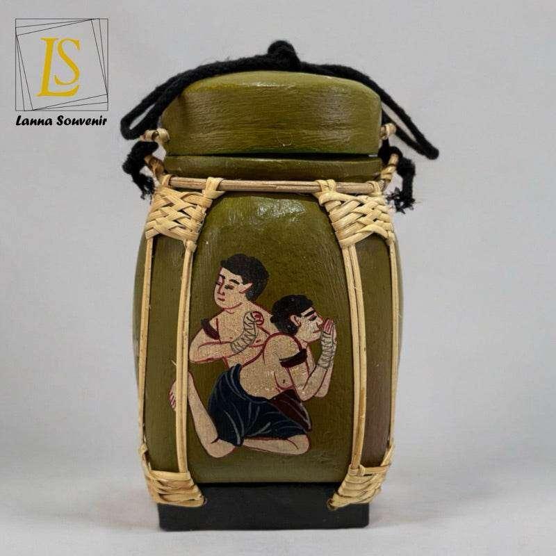 Handmade Thai Decorative Jar for Unique Traditional Home Decor Olive green 1