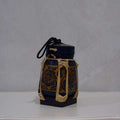 Handmade Thai Rice Basket Vase - Mini Lanna Bamboo Decorative Jar น้ำเงินทอง