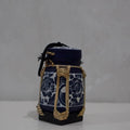 Handmade Thai Rice Basket Vase - Mini Lanna Bamboo Decorative Jar น้ำเงินขาว
