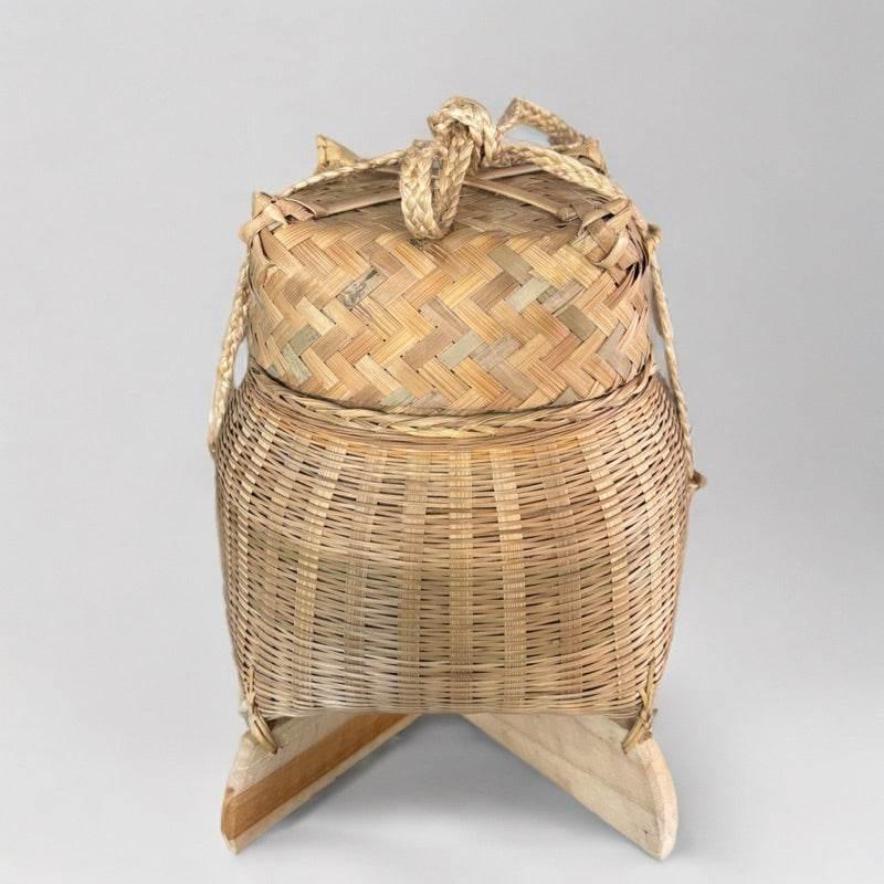 Bamboo Sticky Rice Box - Authentic Thai Craftsmanship ธรรมดาไม่เคลือบ