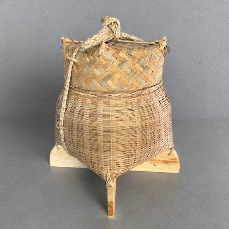 Bamboo sticky rice box from Thailand handcrafted with natural woven bamboo for food storage