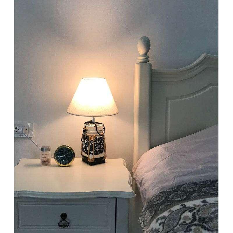 Handmade Bamboo Lamp for Elegant Bedroom Decor Ivory