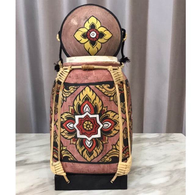 Lanna style bamboo rice box with traditional floral patterns and woven details from One-Sake.com