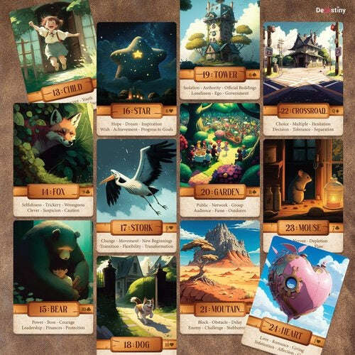 Le Claire Lenormand Deck – Unique 36-Card Divination Set with Whimsical Ghibli-style Artwork, Compact 10.4 x 7.3 cm