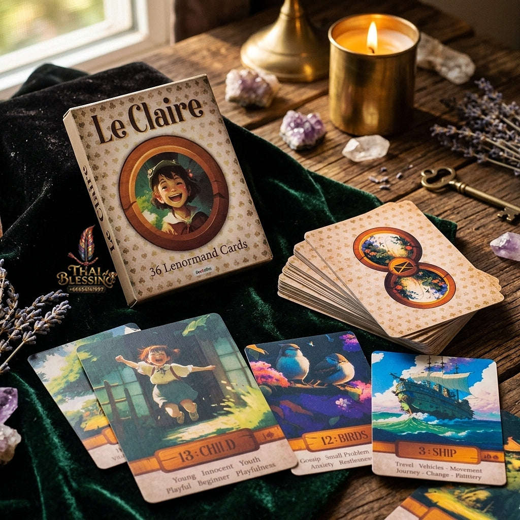 Le Claire Lenormand Oracle Deck (36 Pcs Storybook Art Edition with Keywords) - 10.4x7.4cm Easy-to-Read Divination Cards for Beginners, Intuitive Readings & Collectors Thai Blessing Co By RURUECHA