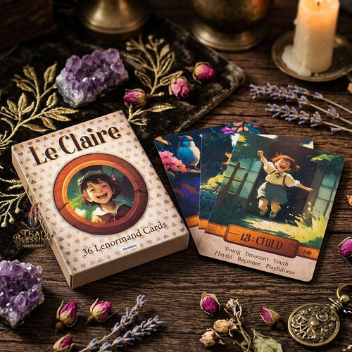 Le Claire Lenormand Oracle Deck (36 Pcs Storybook Art Edition with Keywords) - 10.4x7.4cm Easy-to-Read Divination Cards for Beginners, Intuitive Readings & Collectors Thai Blessing Co By RURUECHA